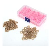 Riuulity Nez de Poupée en Plastique, 100 Pièces en Forme de Haricot Noir avec Joints et Boîte de Rangement pour Bricolage Jouet éducatif (Pink)