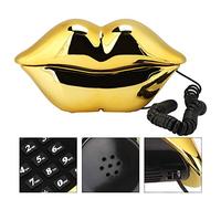 Riuulity Nouveau Téléphone de Bureau en Forme de Lèvre, qualité Sonore Claire, Idéal pour Rendre la Maison Plus Belle et Féminine, Excellent Cadeau pour Les Anniversaires (Plaqué Or)
