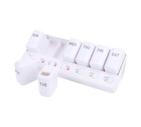Riuulity Organisateur 7 Jours, Rappel, Indicateur D'état, Organisateur de Vitamines 7 Jours, Boîte de Rangement Hebdomadaire pour Tablettes avec Couvercle Coulissant (WHITE)