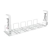 Riuulity Organisateur de Câbles sous Le Bureau, Plateau de Gestion des Fils en Acier Robuste, Organise Les Prises en Toute sécurité pour Les Bureaux à Domicile (White)