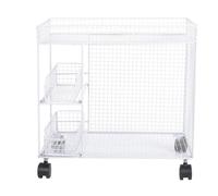 Riuulity Organisateur de Chariot de Rangement de Cuisine Roulant avec Roues Verrouillables Rotatives à 360 ° pour Bols Plats Utilisation Intérieure et Extérieure Matériau en Fil de Fer (White)