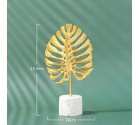 Riuulity Ornements en Feuille D'or en Fer, Décorations Exquises de Style Nordique pour la Maison, la Chambre à Coucher, L'étude, Base Stable Antirouille, Décoration Artistique de Bureau (Feuille de