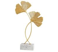 Riuulity Ornements en Feuille D'or en Fer, Décorations Exquises de Style Nordique pour la Maison, la Chambre à Coucher, L'étude, Base Stable Antirouille, Décoration Artistique de Bureau (Ginkgo