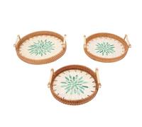 Riuulity Panier de Service Rond élégant en Rotin avec Deux Poignées, Décoration D'intérieur Polyvalente, Pratique et à la Mode, pour Contenir des Fruits, du Pain et des Collations (Tapez 2)