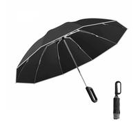 Riuulity Parapluie Pliant inversé Automatique à 10 Nervures pour Hommes et Femmes, Parapluie -vent à Double Usage pour Voyage, Beige (BLACK)