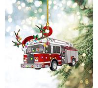 Riuulity Pendentif D'arbre de Noël 10x9cm, Décoration Suspendue, Cadeau pour Enfants, Voiture, Camion de Pompier, Bateau, Pelle, Ornement pour Fête de Noël (#4)