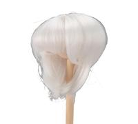 Riuulity Perruque Courte et Lisse de Poupée 1/4 avec Matériau en Soie Douce pour Tête de Poupée de 18,5 à 21 Cm, Design Beau et élégant, Facile à Coiffer (WHITE)