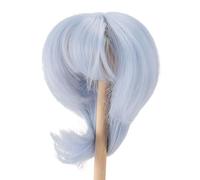 Riuulity Perruque Courte et Lisse de Poupée 1/4 avec Matériau en Soie Douce pour Tête de Poupée de 18,5 à 21 Cm, Design Beau et élégant, Facile à Coiffer (bleu clair)