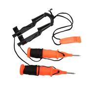 Riuulity Pics à Glace de Sauvetage avec Sifflet d'urgence, Outil de Pêche Compact et Robuste pour Les Amateurs de Pêche sur Glace (Corde Noire)
