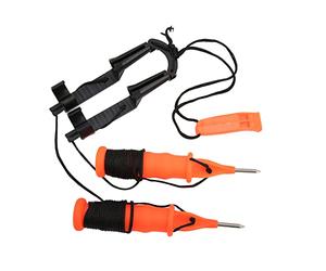 Riuulity Pics à Glace de Sauvetage avec Sifflet d'urgence, Outil de Pêche Compact et Robuste pour Les Amateurs de Pêche sur Glace (Corde Noire)