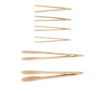 Riuulity Pinces de Cuisine en Bois, Ensemble de 6 Pièces avec 2 Pinces à Collation, 2 Droites et Courbes pour la Cuisson, le Service de Grillades