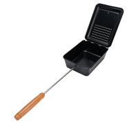 Riuulity Plateau de Gril à Pop-corn Compact avec Poignée en Bois, Poêle à Pop-corn Chauffante pour de Délicieuses Collations, Machine à Manuelle pour Classique, Fer de qualité Supérieure