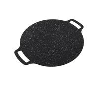 Riuulity Poêle à Griller Coréenne, Plaque de Cuisson Extérieure en Pierre Maifan pour Barbecue Coréen, avec Revêtement Antiadhésif à 6 Couches, Compatible avec les Cuisinières électriques (38 cm)