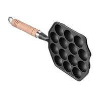 Riuulity Poêle à Takoyaki 14 Moules, Poignée Antiadhésive en Fer Gris Standard National Confortable à Utiliser, Facile à Nettoyer, Chauffage Rapide, Rangement Pratique, Gain de Place