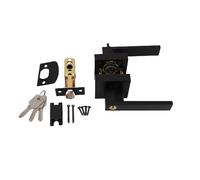 Riuulity Poignée de Porte de qualité Supérieure avec clé, Levier de Porte Noir Robuste Réversible pour Main Gauche Droite, avec Serrure pour Intérieures de Chambre à Coucher (1PC)