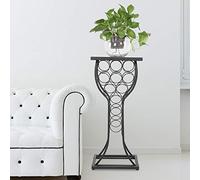 Riuulity Porte-Vin en Métal, Table élégante avec Dessus en Finition Marbre, Peut Contenir 11 Bouteilles de Vin, Organiseur pour Cocktails et Réceptions en Famille et Entre Amis, Noir