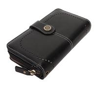 Riuulity Portefeuille en Cuir de Grande capacité avec Blocage pour Femme, avec Dragonne Amovible, Facile à Ouvrir, Résistant à la Rouille (Black)