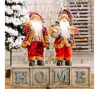 Riuulity Poupée de Noël Traditionnelle du Père Noël avec Décoration de Pomme de Pin, Fonction de Danse Animée, Figurine de Père de 20 Cm, Ornement de Maison pour la des Fêtes (C)