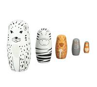 Riuulity Poupées Gigognes d'animaux en Bois 5 Couches, Poupées Russes de Vœux Faites à la Main pour Ornements de Maison, Cadeaux de Festival, 7.7oz