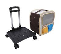 Riuulity Sac à Dos Roulant pour Animaux de Compagnie avec roulettes, Conception Polyvalente de Grande capacité pour Chats et Chiens jusqu'à 15 LB avec Poignée Télescopique D'épaule (Beige Bleu)