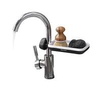 Riuulity Support de Rangement de Robinet de Porte-éponge de Cuisine Rotatif, étagère D'égouttoir de Caddie D'évier Facile à Installer pour éponges, Brosses, Matériau ABS (Black)