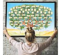 Riuulity Tableau D'arbre Généalogique Diagramme D'arbre Généalogique Tableau D'ascendance Rechargeable Bricolage Toile Généalogie Cadeaux pour L'affichage à la Maison 60 * 40 Cm (A)