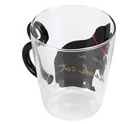 Riuulity Tasse en Verre Transparente pour Chat, Nouvelle Tasse de Chat pour café, Lait, thé, Eau, Motif D'applique de au Design Exquis, Excellent Cadeau pour les Fans de Chats 3,5 "x 3,1" (En forme