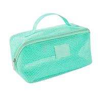 Riuulity Trousse de Maquillage en, Pochette de Maquillage Compartimentée Respirante de Grande capacité avec Une visibilité Claire, pour Les Voyages d'affaires, Les Déplacements Quotidiens (Bleu Vert)