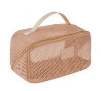 Riuulity Trousse de Maquillage en, Pochette de Maquillage Compartimentée Respirante de Grande capacité avec Une visibilité Claire, pour Les Voyages d'affaires, Les Déplacements Quotidiens (Abricot