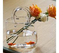 Riuulity Vase en Verre Transparent Créatif Panier à Main Design Sac D'arrangement de Fleurs Aquarium Gris Rose Vert Jaune 28,5 Cm X 19,5 Cm 1,45 Kg pour Centre de Table de Salle à Manger (#6)