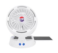Riuulity Ventilateur Solaire avec Lumière LED, 4 Vitesses de Vent, 3 Luminosités, Angle Réglable, Ventilateur de Camping Portable pour les Voyages en Plein Air, Pannes de Courant