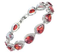 RIVA Bracelet de tennis [18 cm/7 pouces] avec pierre précieuse zircone cubique [5 couleurs disponibles] en plaqué or blanc 18 carats, élégance simple et moderne, medium, Oxyde de zirconium