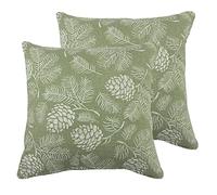 Riva Home Magasin. Coussins remplis de Plumes Irwin (Pack jumelées), Coton, Polyester, Sauge