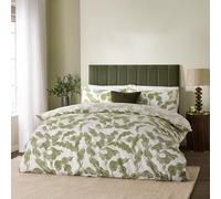 Riva Home Parure de lit Hoem Lauro - Parure de lit réversible en Coton mélangé Motif Feuilles botaniques (Olive - King)