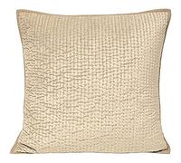 Riva Paoletti Brooklands Luxe Housse De Coussin - Champagne Crème - Velvet Feel Quilt Design - Linge Canalisé Bordure - Décoratif Cravate De Fixation - 55 X 55 Cm (22" X 22" Pouces) - Conçu Au Royaume
