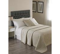 Riva Paoletti Brooklands Luxe King Size Bedspread - Champagne Crème - Velvet Feel Quilt Design - Linge Border - 100% Polyester De Remplissage - 240 X 250Cm (94" X 98" Pouces)
