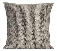 Riva Paoletti Brooklands Luxe Polyester Coussin Rempli - Gris Argent - Velvet Feel Quilt Design - Linge Canalisé Border - Tie Décoratifs Fastenings - 55 X 55 Cm (22" X 22" Pouces) - Conçu Au Royaume-U