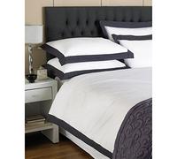 Riva Paoletti Harvard 200 Nombre De Percale Quilt Discussion Housse De Couette Ensemble De Lit Literie, 100 pour Cent Coton, Blanc/Bleu Marine, Roi