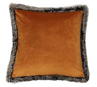 Riva Paoletti Kiruna Carrée Plume Coussin Rempli - Rouille Orange Velvet Look And Feel - Fausse Fourrure Bordures - Réversible - Fermeture Cachée Zip - 100% Polyester Cas - 45 X 45 Cm (18" X 18" Pouce