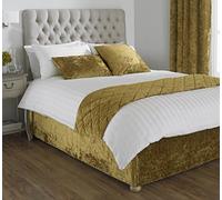 Riva Paoletti Verona Bed Wrap - Ocre Jaune - Velvet Feel - Crushed Velvet Look - Elastique - 100% Polyester - King Size - 150 X 200 X 50 Cm (59" X 79" X 20" Pouces) - Conçu Au Royaume-Uni