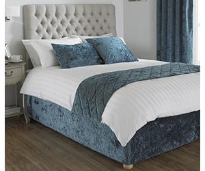 Riva Paoletti Verona Bed Wrap - Teal Blue - Velvet Feel - Crushed Velvet Look - Elastique - 100% Polyester - Super King Size - 180 X 200 X 50 Cm (53" X 74" X 20" Pouces) - Conçu Au Royaume-Uni