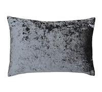 Riva Paoletti Verona Coussin Rectangulaire Plume Rempli - Gris Étain - Velvet Feel - Crushed Velvet Look - Zip Caché Design - 100% Polyester Cas - 40 X 60 Cm (16" Pouces X 24") - Conçu Au Royaume-Uni