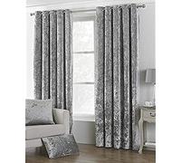 Riva Paoletti Verona Ringtop Oeillets Rideaux (Paire) - Argent - Velvet Feel - Crushed Velvet Look 100% Polyester - Largeur 229Cm X 183Cm Goutte (90" X 72" Pouces) - Conçu Au Royaume-Un