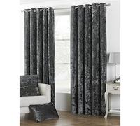 Riva Paoletti Verona Ringtop Oeillets Rideaux (Paire) - Gris Étain - Velvet Feel - Crushed Velvet Look 100% Polyester - Largeur 229Cm X 183Cm Drop (90" X 72" Pouces) - Conçu Au Royaume-