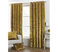 Riva Paoletti Verona Ringtop Oeillets Rideaux (Paire) - Ocre Jaune - Velvet Feel - Crushed Velvet Look 100% Polyester - Largeur 229Cm X 137Cm Drop (90" X 54" Pouces) - Conçu Au Royaume-