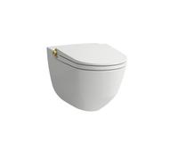 Riva wc lavant avec abattant céramique blanc lcc, bouton gold pâle mat - LAUFEN H8206914020001
