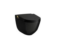 Riva wc lavant avec abattant céramique noir brillant, bouton gold pâle mat - LAUFEN H8206910230001