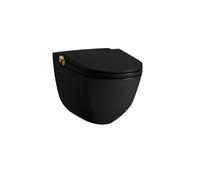 Riva wc lavant avec abattant, couleurs: céramique noir mat, bouton gold pâle mat - LAUFEN H8206917180001