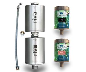 rivaALVA MEXLife Kit de filtre à eau potable avec filtre à charbon actif bloc et filtre PFAS et micro-plastique avec kit de raccordement de tuyau et boîtier en métal