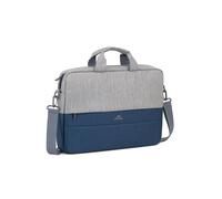 Rivacase 7532 Malette 15.6" Polyester Bleu/Gris, Compartiment Tablette, Poche Avant, Sangle Épaule Amovible, 420x310x65mm, Compatible Universel
